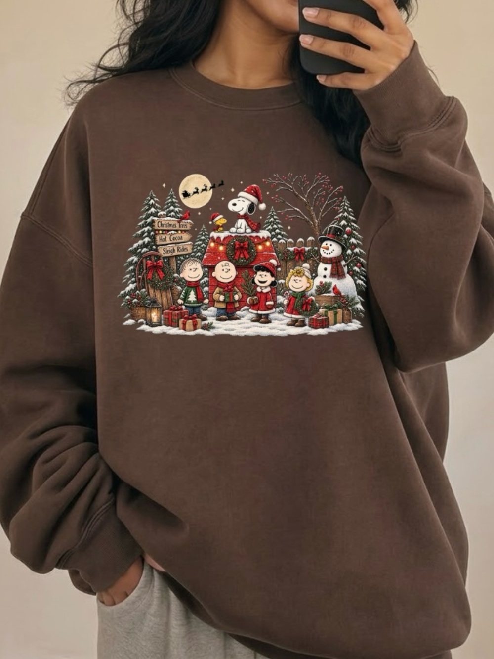 Snoopy And Friends Christmas Sweatshirt Charlie Brown Holiday Crewneck